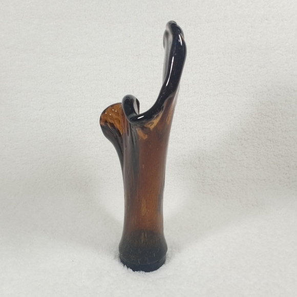 Vintage Amber Brown Root Beer Hand Blown Vase - Picture 3 of 12